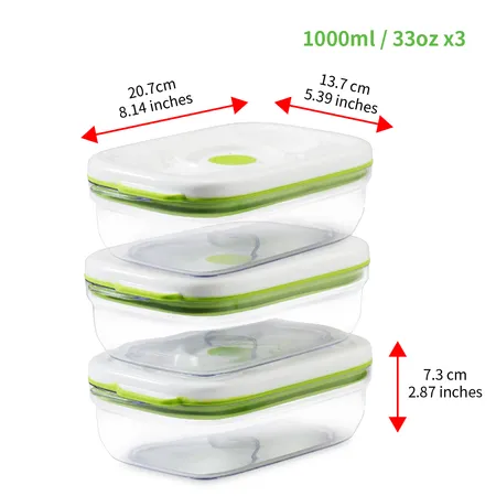 Fosa Food Storage Set of 3 Vacuum Canisters, Size: Medium
