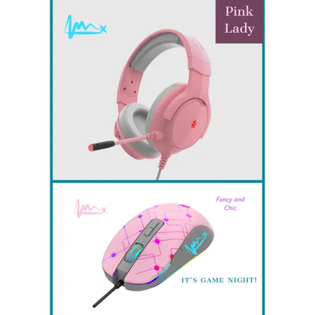 Lady Pink Color Gaming Combo of Keyboard + Mouse + Headset