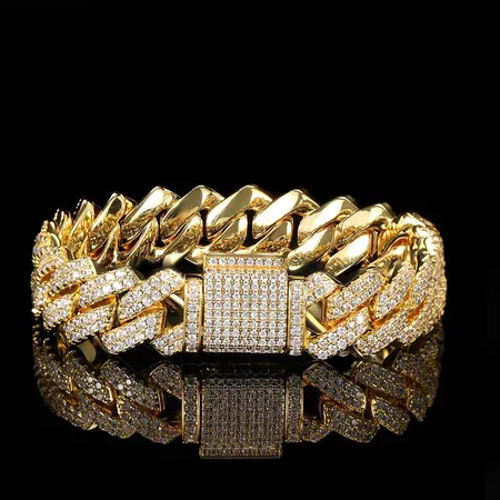 14mm Full Zircon Cuban Chain With Gold-Plated Hip-hop Punk