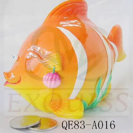 Polyresin Fish Coin Bank  Gifts, Toys & Sports Supplies