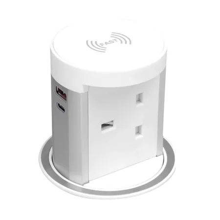 Pop-Up Socket - Recessed Power Outlet w/ Wireless Charging and Bluetooth  Speaker