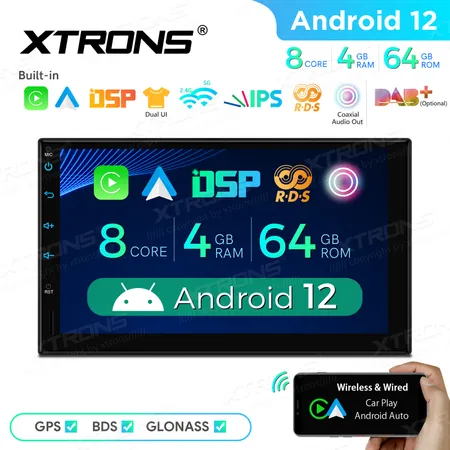 TEX726L XTRONS 7 Double Din Car Radio Android 12 8Core 4+64GB Car GPS  Navigation With Carplay Android Auto DSP Coaxial Audio Output, Car Audio &  Video Systems