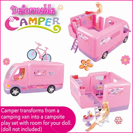 Barbie doll camping online van