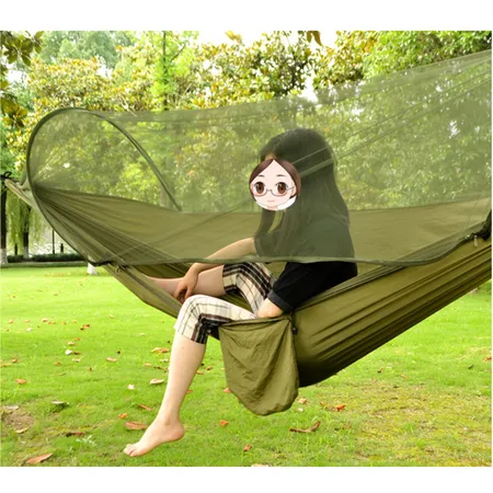 Large Camping Hammock with Mosquito Net 2 Person Pop-up Parachute