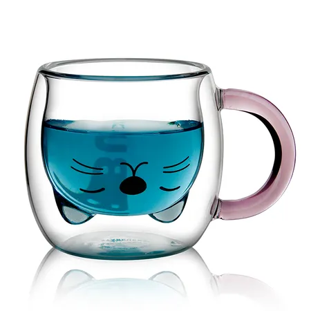 Animal Double Layer Glass Mug  Double Wall Glass Coffee Bear