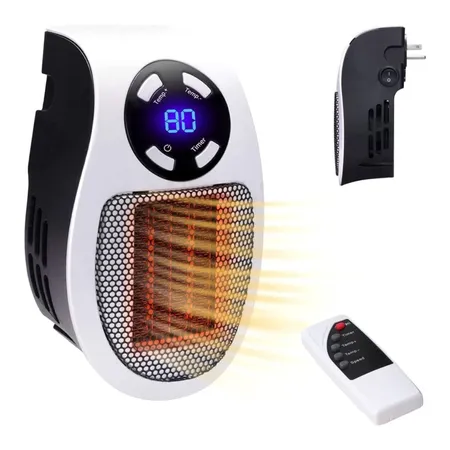 Mini Ceramic Fan Heater with Control, 500 Watt Small Heater for Socket, Mobile Fan Heater with Thermostat, 12 Hour Timer, Display, Overheating Protection, Quick | Heaters & Warmers | Home Appliances