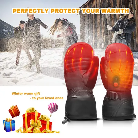 Heated Outdoor Mitten Windproof Ski Gloves Waterproof Keep Warm