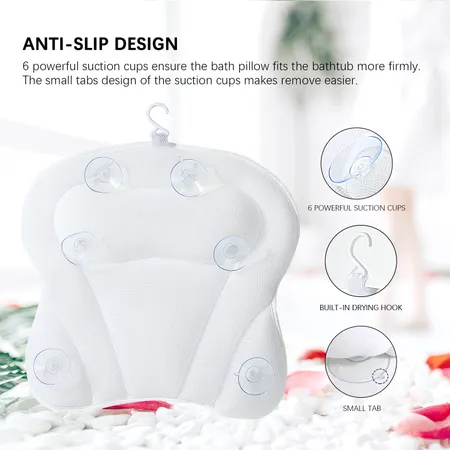 SPA Non-Slip Bath Pillow With Suction Cups Bath Tub Neck