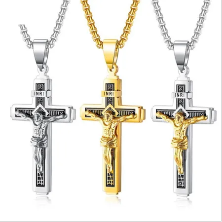 Jesus cross stainless steel pendant necklace | 吊坠和吊饰| 服装及