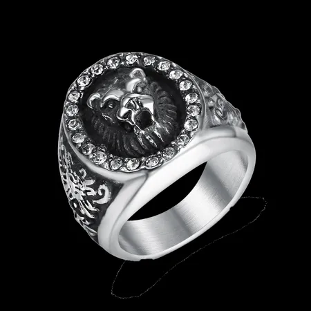 Cool Stainless Steel Gold Lion Head Ring for Men & Women
