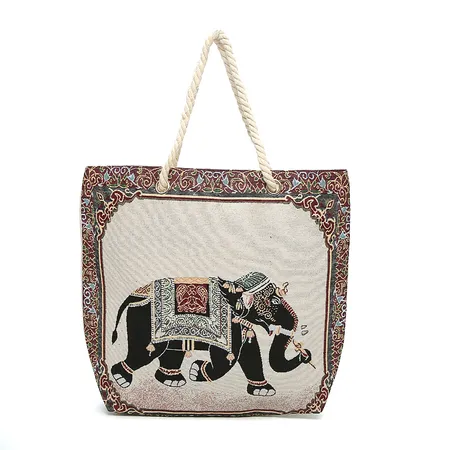 Embroidery Black Elephant Design Bag | Totes | Bags