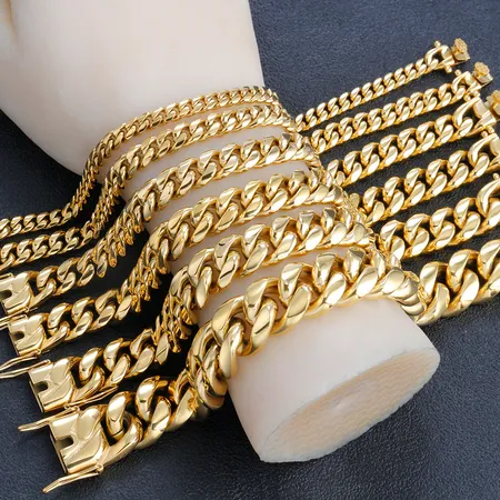 Mens gold bracelet on sale and necklace set