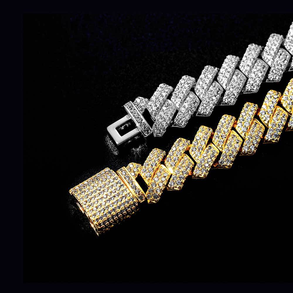 14mm Full Zircon Cuban Chain With Gold-Plated Hip-hop Punk 14mm Full Zircon Cuban Chain With Gold-Plated Hip-hop Punk