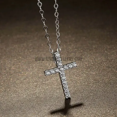 18K Cross Necklace with Diamond | 合成鑽石及寶石首飾| 珠寶鐘錶