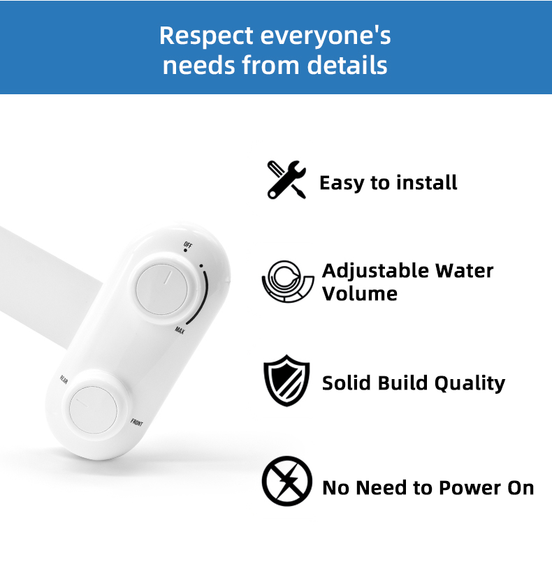 2023 New Ultra Slim Dual Knobs Fresh Bidet Toilet Attachment, Bathroom