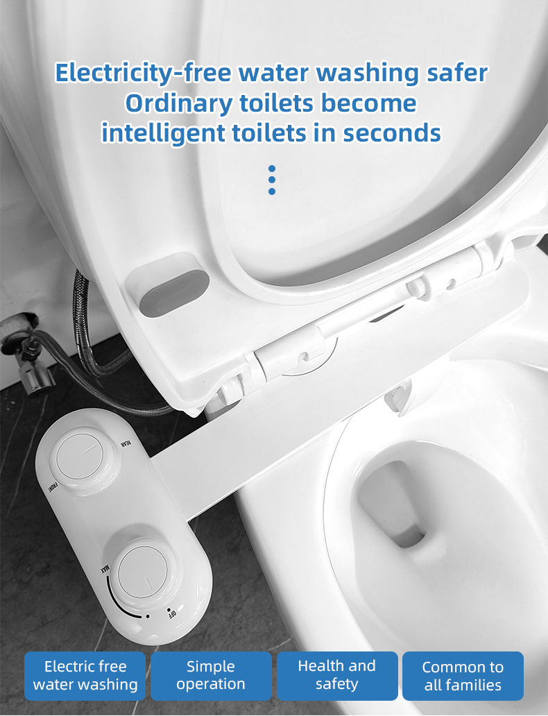 2023 New Ultra Slim Dual Knobs Fresh Bidet Toilet Attachment, Bathroom