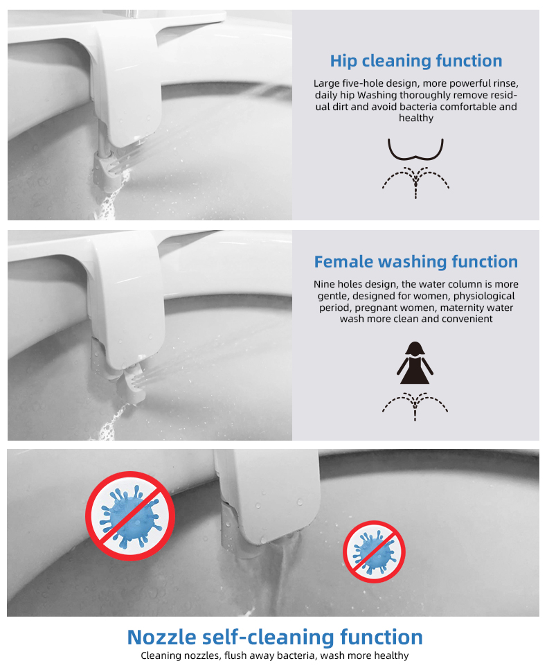 2023 New Ultra Slim Dual Knobs Fresh Bidet Toilet Attachment, Bathroom