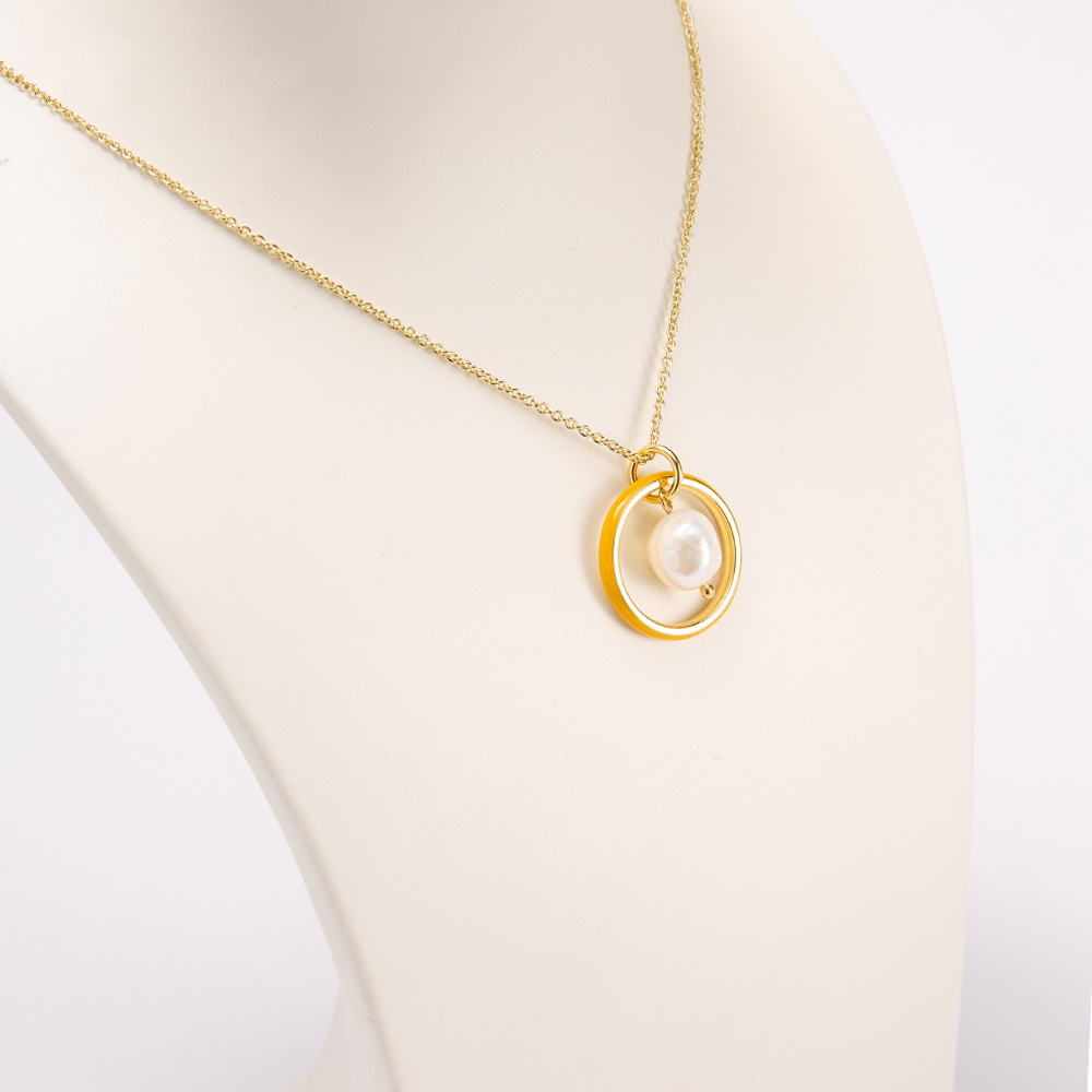 235-GN3628 - 22K Gold Necklace for Women with Chinese Pearls