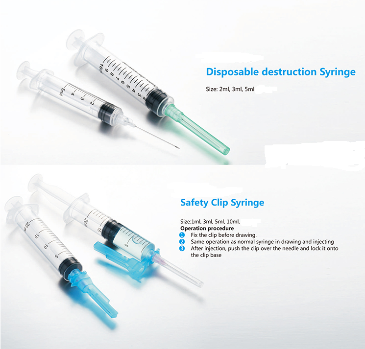 CE Sterile Hypodermic Syringes with needle or without needle 1ml/3ml/5ml Medical Consumable