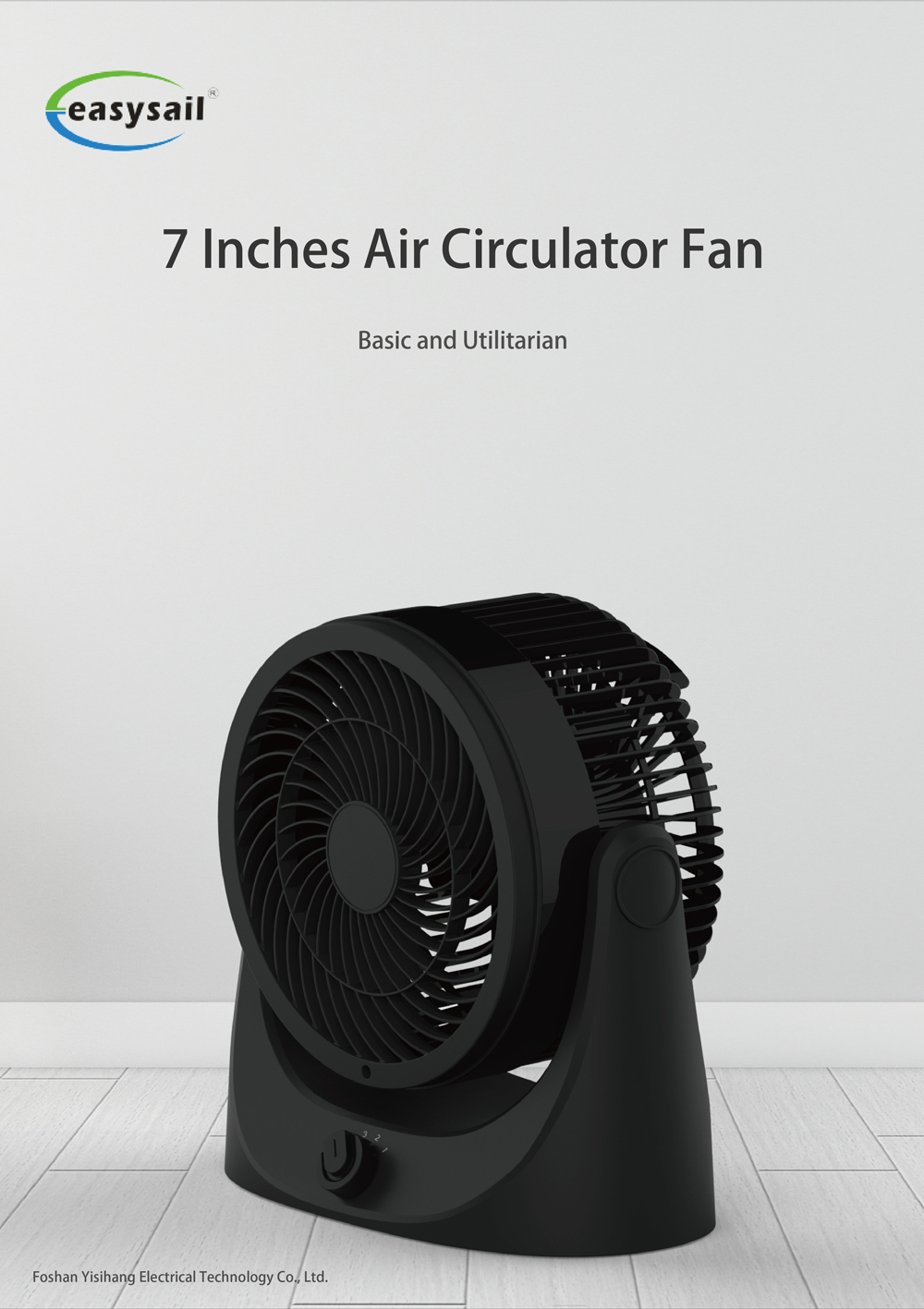 1、Turbine size：Φ175 mm                      2、220V~240V/50Hz                      3、Two-core power cord; 1.65 meters exposed;                      4、Three wind speeds;                      5、Adjust the wind angle up to down for 112.5° manually.                  6、Desktop and wall mounted                      7. AC motor 