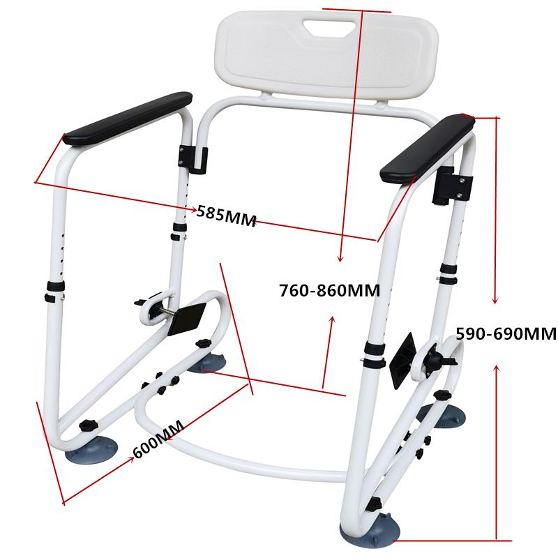 Home nursing elderly safety frame adjustable grab bar aluminum commode