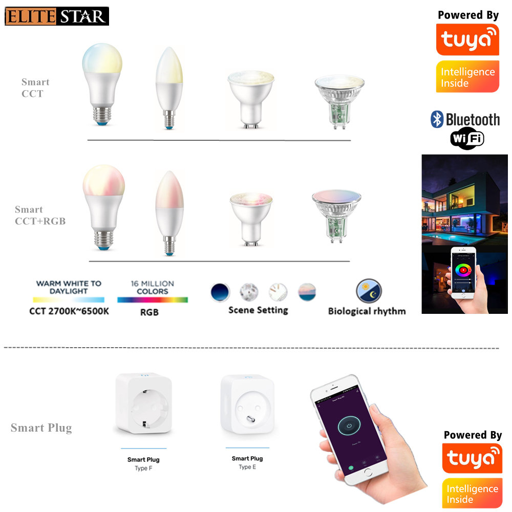 Tuya Smart Lighting Dimmable Led Bulb Plastic Gu10 With Rgb And Cct