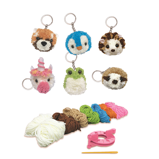 DIY Animal Pom Pom Keychains