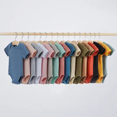 100% organic cotton short sleeves baby bodysuit solid color