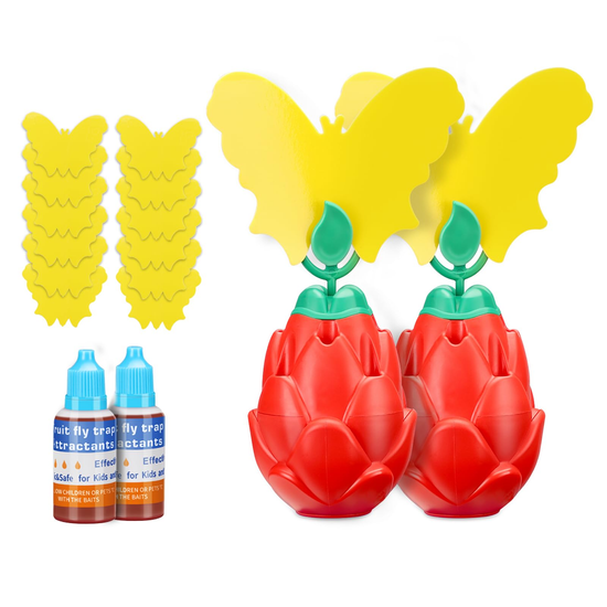 2 Pcs Fruit Fly Trap With Sticker And Bait Gnat Traps For House Indoor Effective Fly Catcher 4278