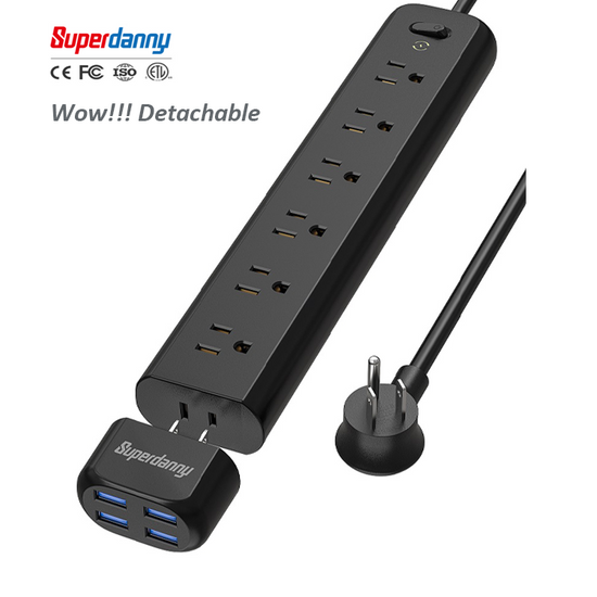 2022 New Release Detachable Usb Power Plug Socket Us Standard Type B Power Strip Switch 9044