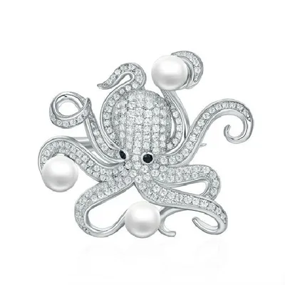 925 Silver Octopus Brooch