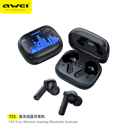 Awei T53 Wireless Earbuds TWS with RGB breathing lights Headphones