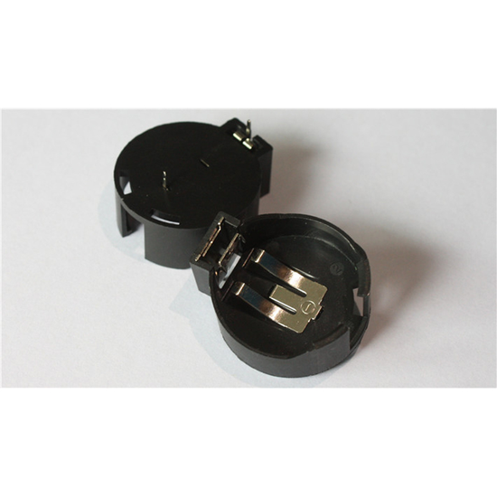 Black CR2477 2 Terminals Horizontal Coin Button Battery Holder