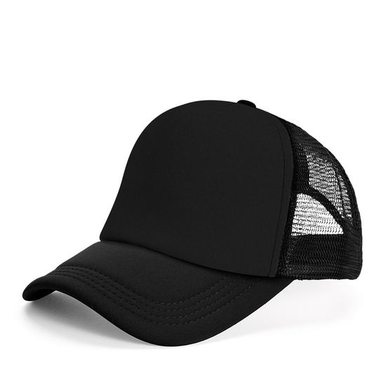 Black High Crown Mesh Hats Print Foam Custom Trucker Cap with Rope ...