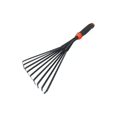 Black-colored Steel Nine Tooth Garden Rake w/ Plastic Handle