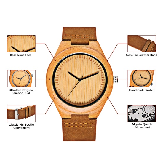 CUCOL Men s Bamboo Wooden Watch Jewellery Watch