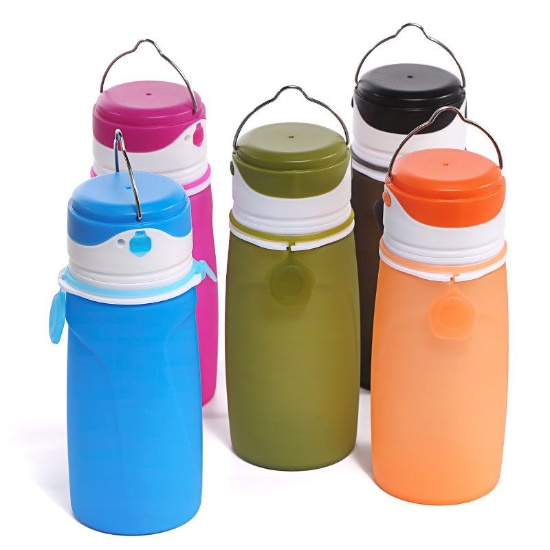 Collapsible Silicone Water Bottles with LED Light BPA Free 550ml