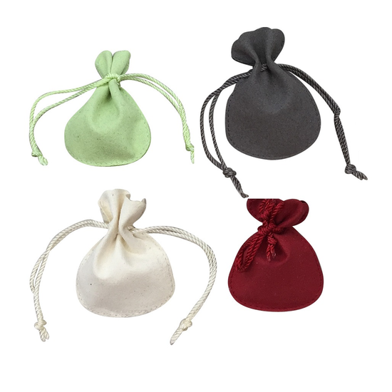 Custom Printed Logo Hand Made Small Size Gift Drawstring Velvet Pouch