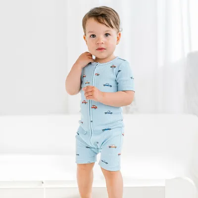 Customizable Ribbed Bamboo Viscose Baby 2-Way Zipper Romper