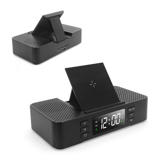 Digital Alarm Clock Bluetooth Speaker Wireless Charger 15W With Phone