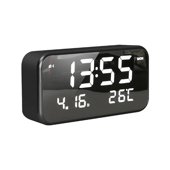 Digital led mirror alarm clock with temperature display and calendar