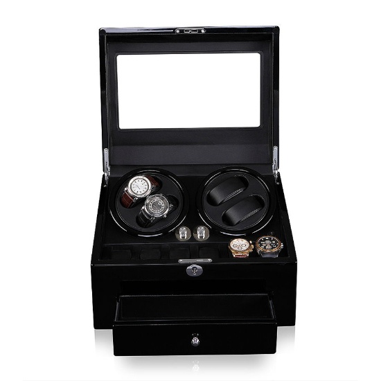 Double Dual Watch Winder / Watch Winder Built In Drawer Storage For 6