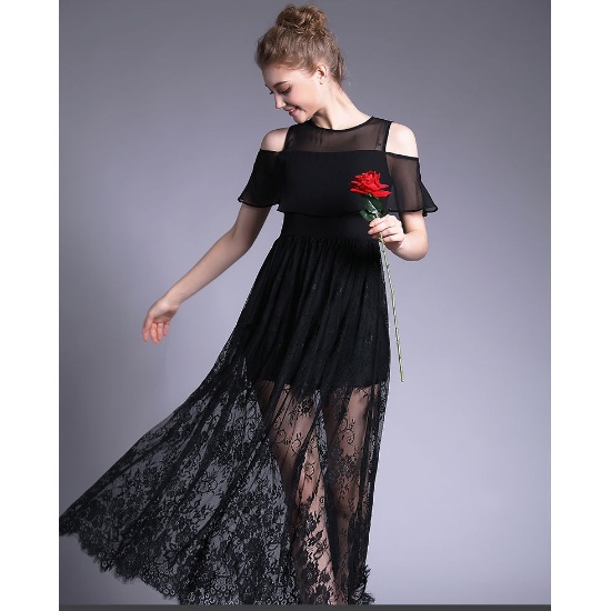 Dress Lace Dress Women Long Off Shoulder Frock Fashion