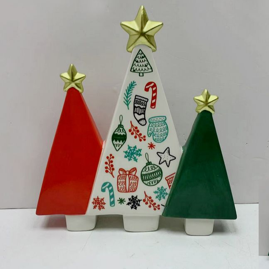 Elegant Christmas Sparkling Trees Ceramic Tile Coaster (Set of 4)