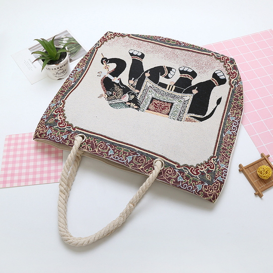 Embroidery Black Elephant Design Bag | Totes | Bags