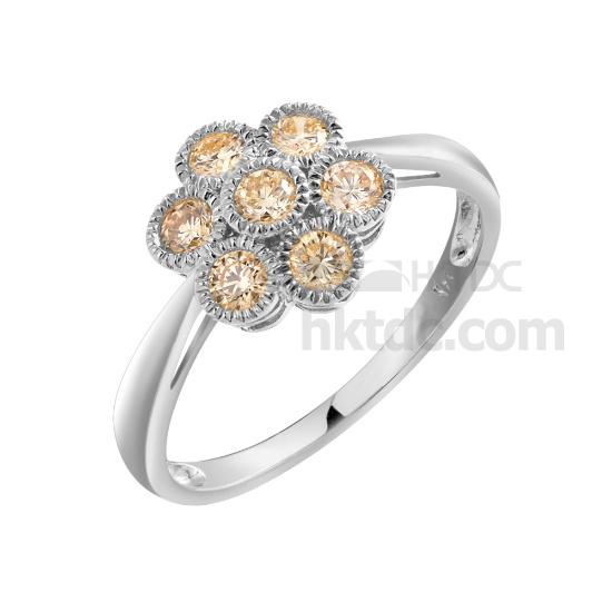 Flower Shape Bezel Setting 14K Gold Diamond Ring Jewellery & Watch