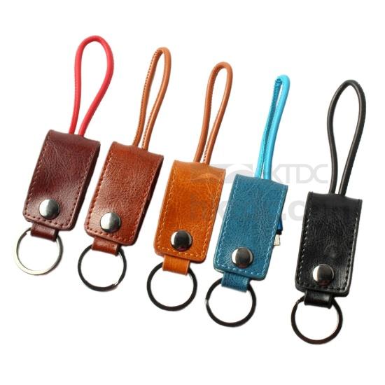 Genuine Leather Clip-on Keychain Data/Charge Cable for Type C USB with ...