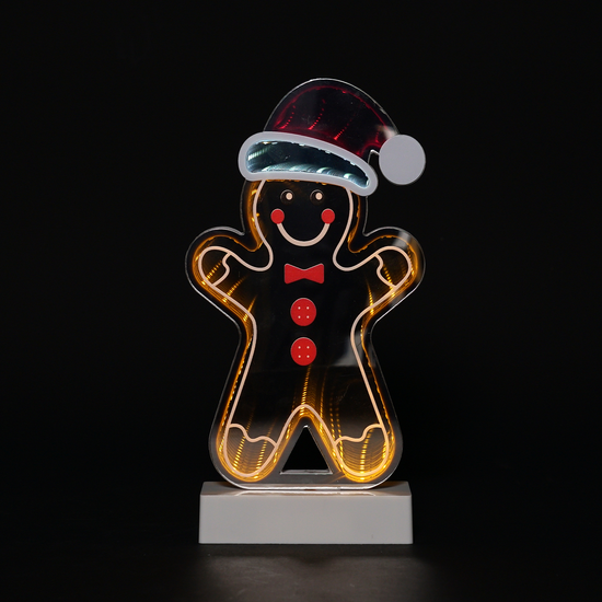 Gingerbread Man Christmas LED Light Decor - Santa Hat Design Tabletop ...