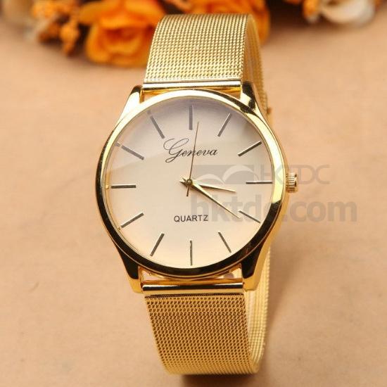 Golden Cheap Geneva Watch with Japan Movt and Water Resistant