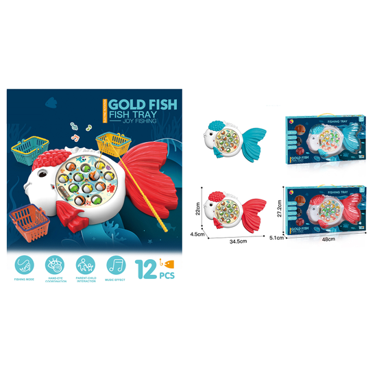 Goldfish Rotating Fishing Tray (Red and Blue 2 Colors Mixed / without